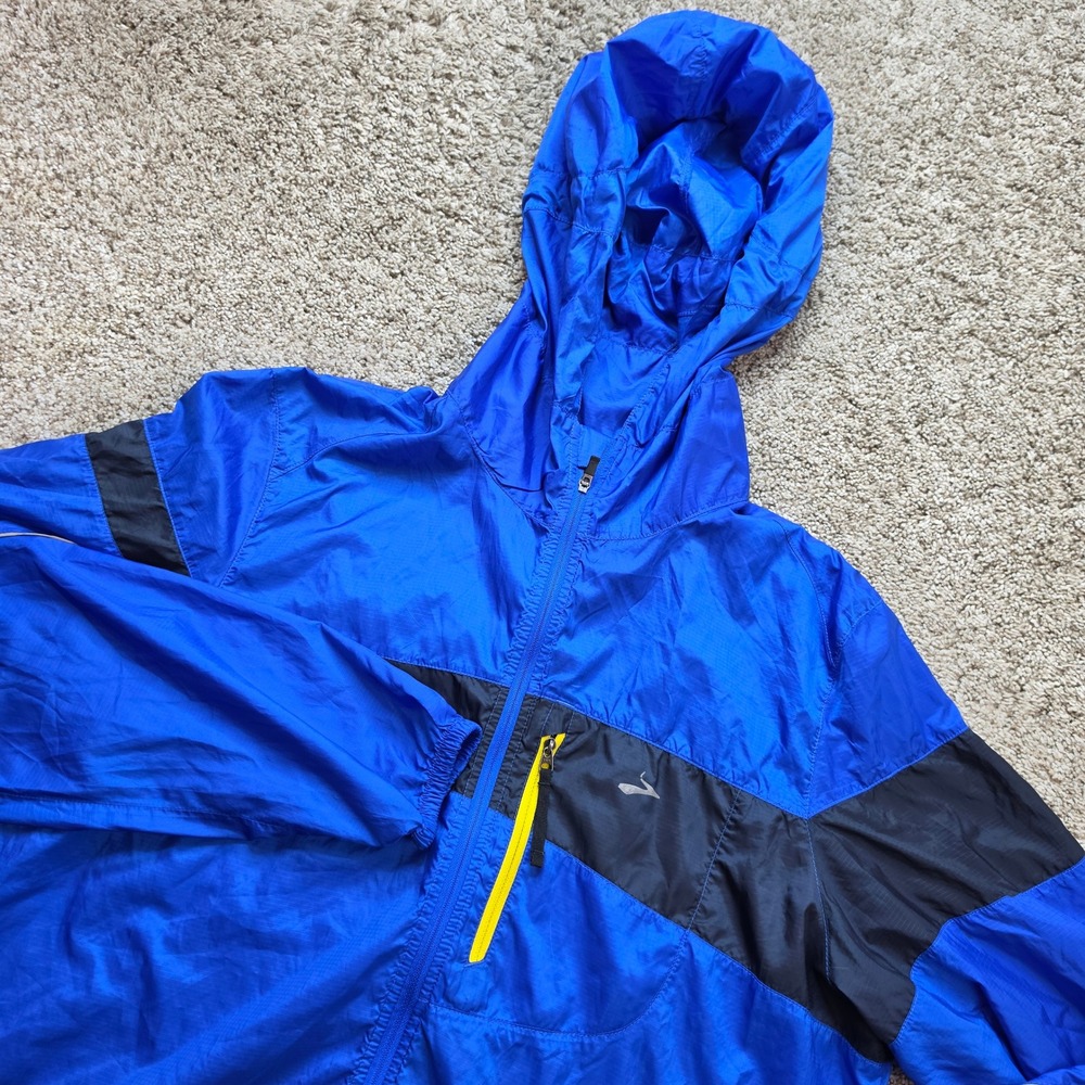 Brooks Shelter Technology Windbreaker Mens Medium Blue Black Athletic Running